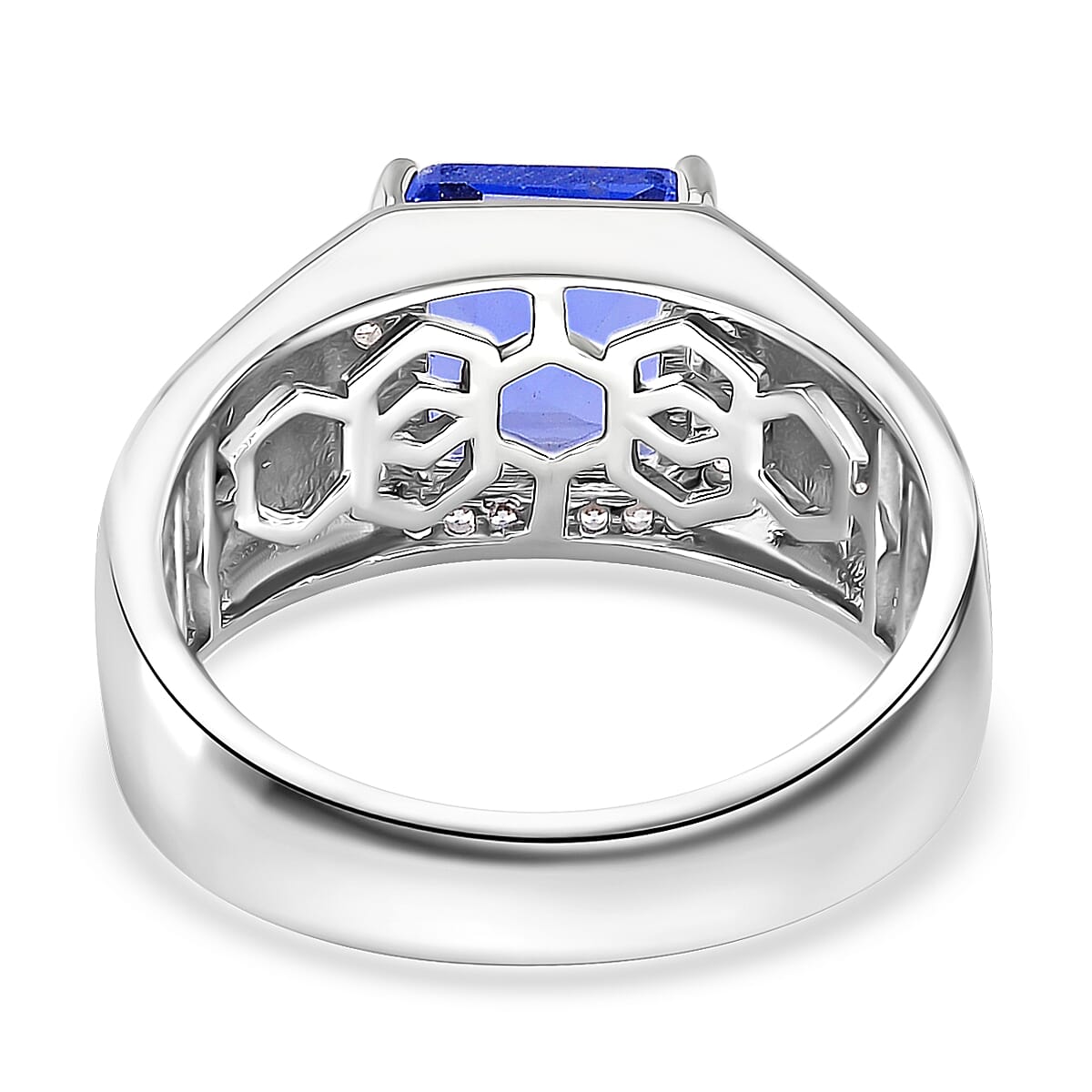 Color Change Fluorite (IR) and White Zircon 3.10 ctw Men's Ring in Rhodium Over Sterling Silver (Size 5.0) image number 3