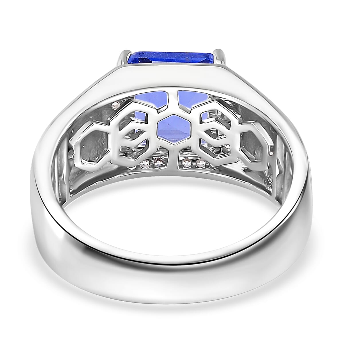 Color Change Fluorite (IR) and White Zircon 3.10 ctw Men's Ring in Rhodium Over Sterling Silver (Size 7.0) image number 3