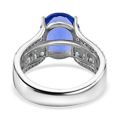 Color Change Fluorite (IR) and Multi Gemstone 6.60 ctw Bridge Ring in Rhodium Over Sterling Silver (Size 10.0)