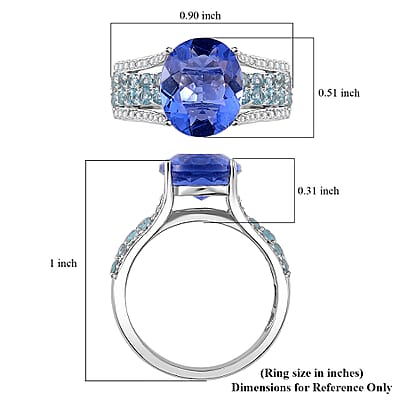 Color Change Fluorite (IR) and Multi Gemstone 6.60 ctw Bridge Ring in Rhodium Over Sterling Silver (Size 10.0)