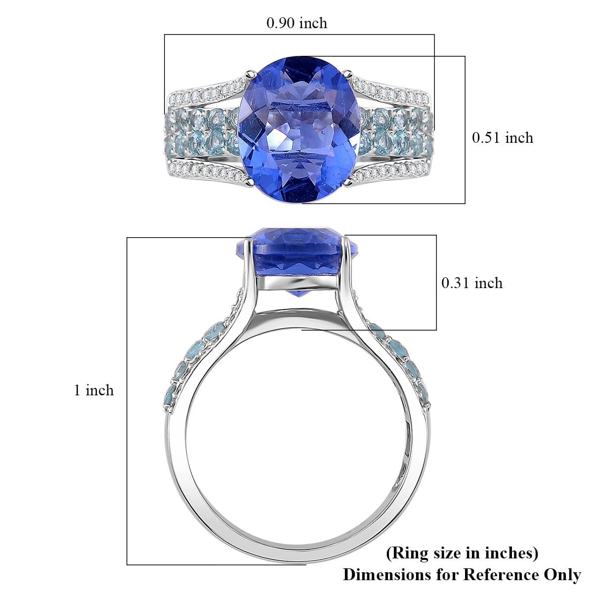 Color Change Fluorite (IR) and Multi Gemstone 6.60 ctw Bridge Ring in Rhodium Over Sterling Silver (Size 6.0) image number 4
