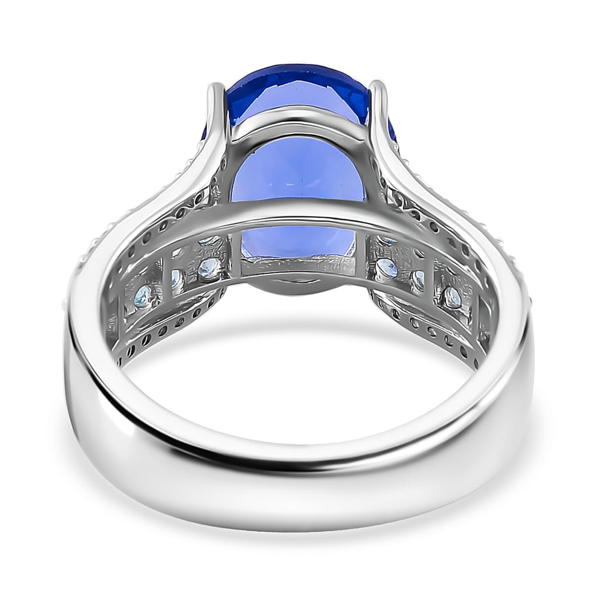 Color Change Fluorite (IR) and Multi Gemstone 6.60 ctw Bridge Ring in Rhodium Over Sterling Silver (Size 9.0) image number 3