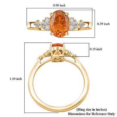 Certified & Appraised Luxoro AAA Spessartite Garnet and G-H I2 Diamond 2.35 ctw Ring in 10K Yellow Gold (Size 10.0)