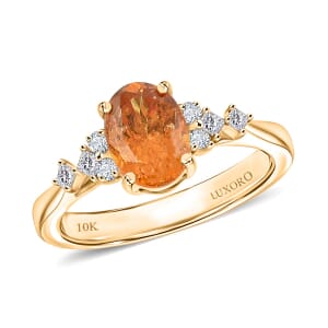 Certified & Appraised Luxoro AAA Fanta Garnet and G-H I2 Diamond 2.35 ctw Ring in 10K Yellow Gold (Size 9.0) 