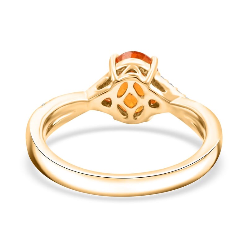 Certified & Appraised Luxoro AAA Fanta Garnet and G-H I2 Diamond 1.70 ctw Ring in 10K Yellow Gold (Size 10.0)