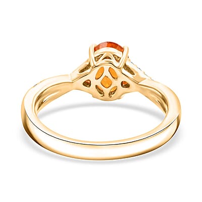 Certified & Appraised Luxoro AAA Fanta Garnet and Diamond G-H I2 1.70 ctw Ring in 10K Yellow Gold (Size 6.0)