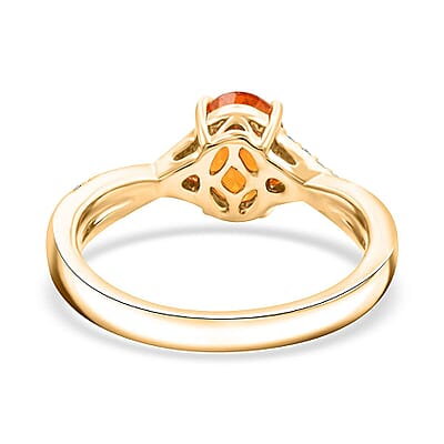 Certified & Appraised Luxoro AAA Fanta Garnet and Diamond G-H I2 1.70 ctw Ring in 10K Yellow Gold (Size 8.0)