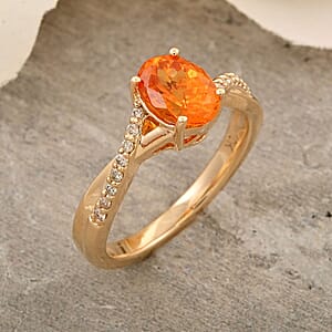 Certified & Appraised Luxoro AAA Fanta Garnet and Diamond G-H I2 1.70 ctw Ring in 10K Yellow Gold (Size 8.5)