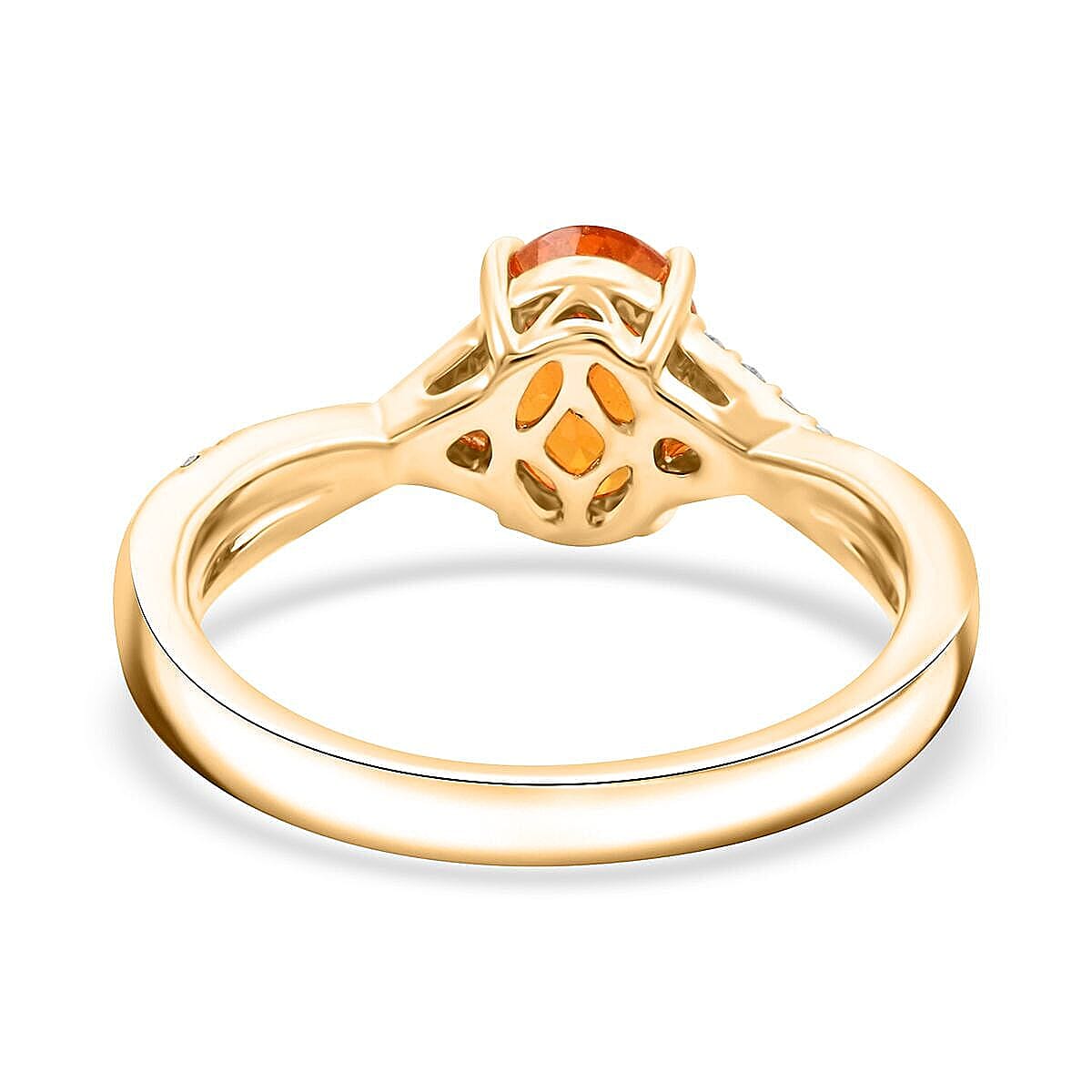 Certified & Appraised Luxoro 10K Yellow Gold AAA Fanta Garnet, Diamond (G-H, I2) (0.16 cts) Ring (Size 8.5) 1.70 ctw image number 4