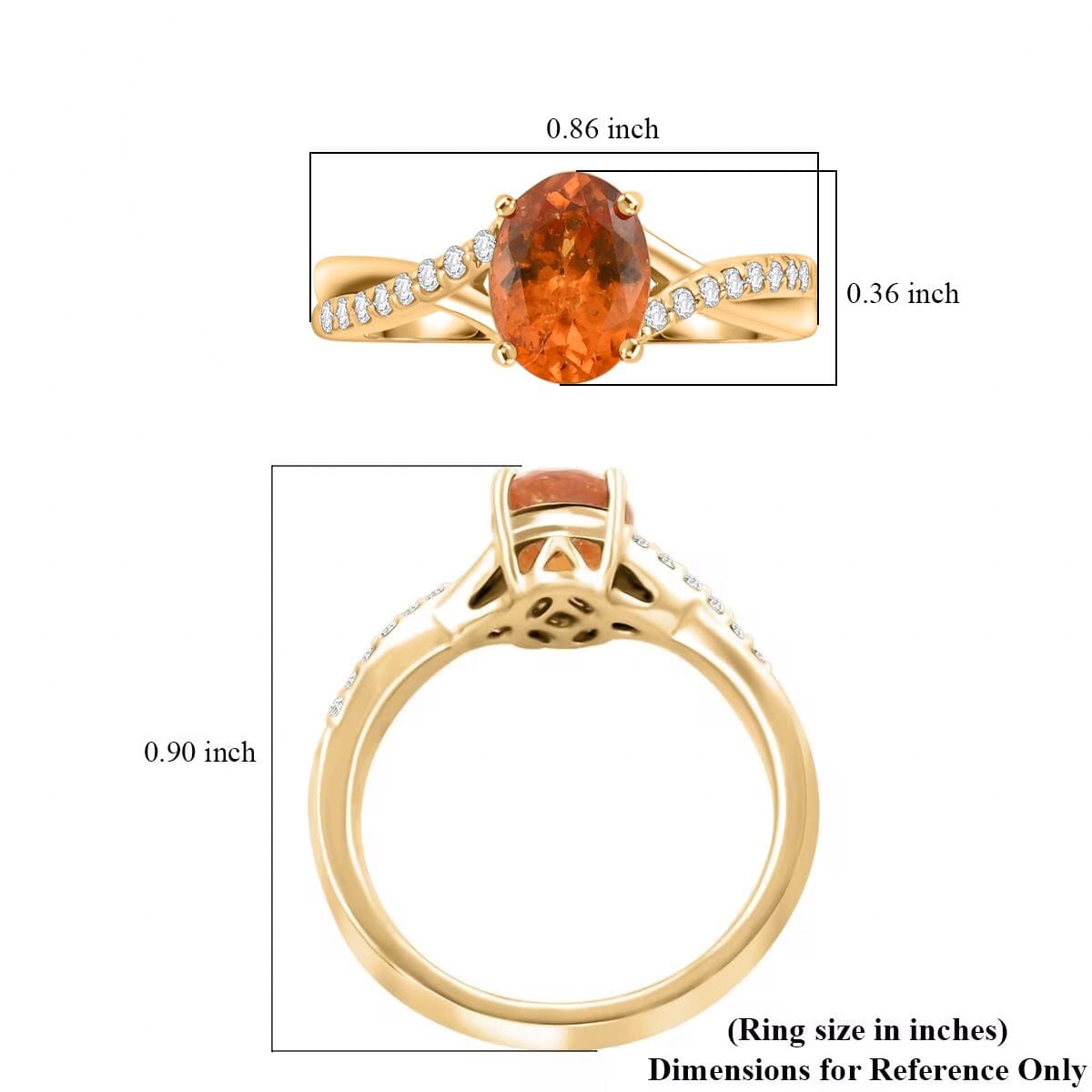Certified & Appraised Luxoro AAA Fanta Garnet and G-H I2 Diamond 1.70 ctw Ring in 10K Yellow Gold (Size 9.0) image number 5