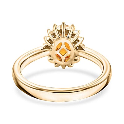 Certified & Appraised Luxoro AAA Spessartine Garnet and G-H I2 Diamond 1.70 ctw Ring in 10K Yellow Gold (Size 10.0)