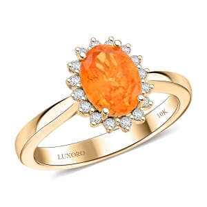 Certified & Appraised Luxoro AAA Fanta Garnet and G-H I2 Diamond 1.70 ctw Ring in 10K Yellow Gold (Size 11.0)