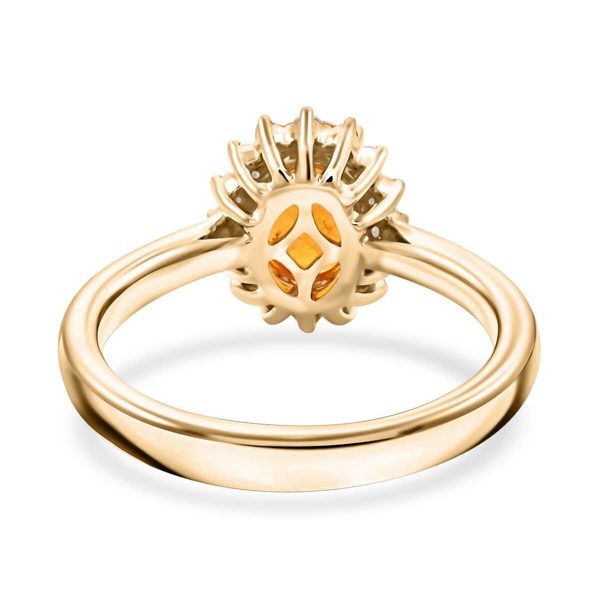 Certified & Appraised Luxoro AAA Fanta Garnet and G-H I2 Diamond 1.70 ctw Ring in 10K Yellow Gold (Size 11.0) image number 4