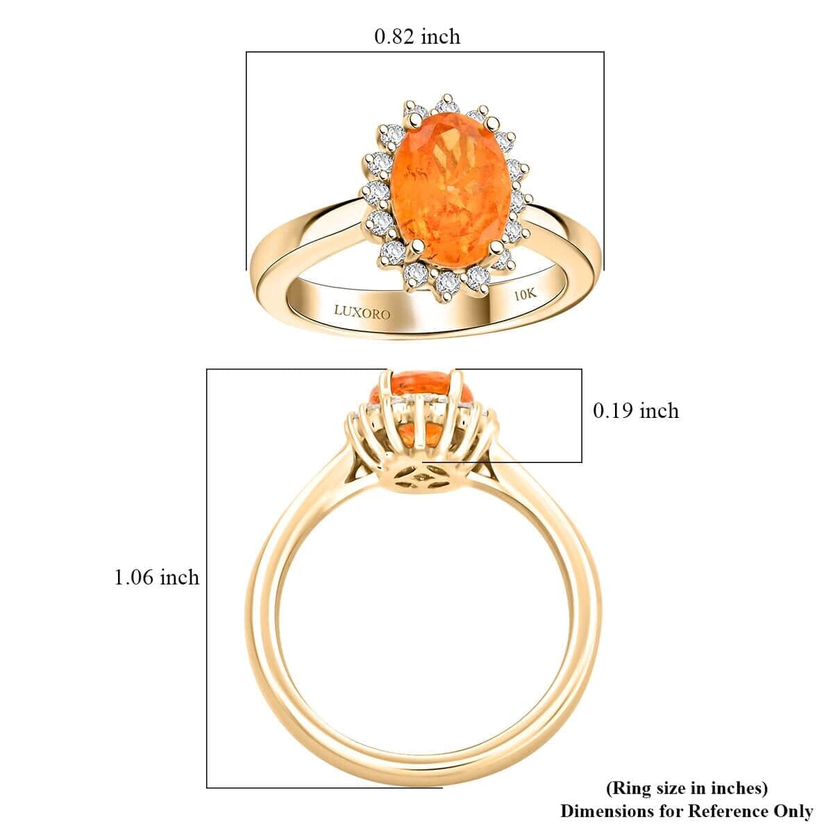 Certified & Appraised Luxoro AAA Fanta Garnet and G-H I2 Diamond 1.70 ctw Ring in 10K Yellow Gold (Size 11.0) image number 5