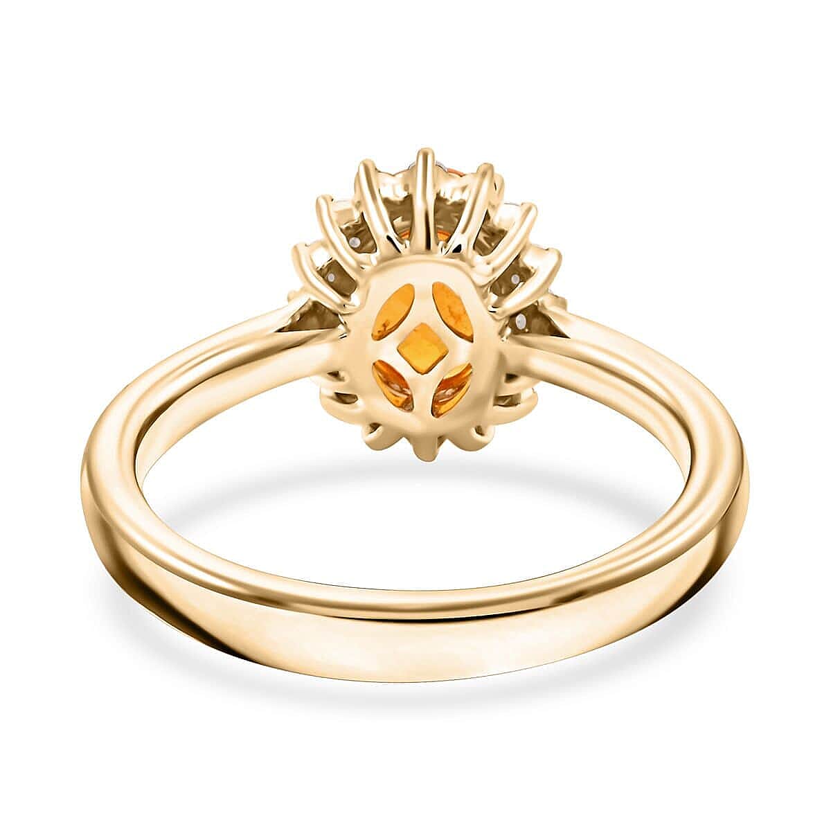 Certified & Appraised Luxoro AAA Fanta Garnet and G-H I2 Diamond 1.70 ctw Ring in 10K Yellow Gold (Size 5.0) image number 4