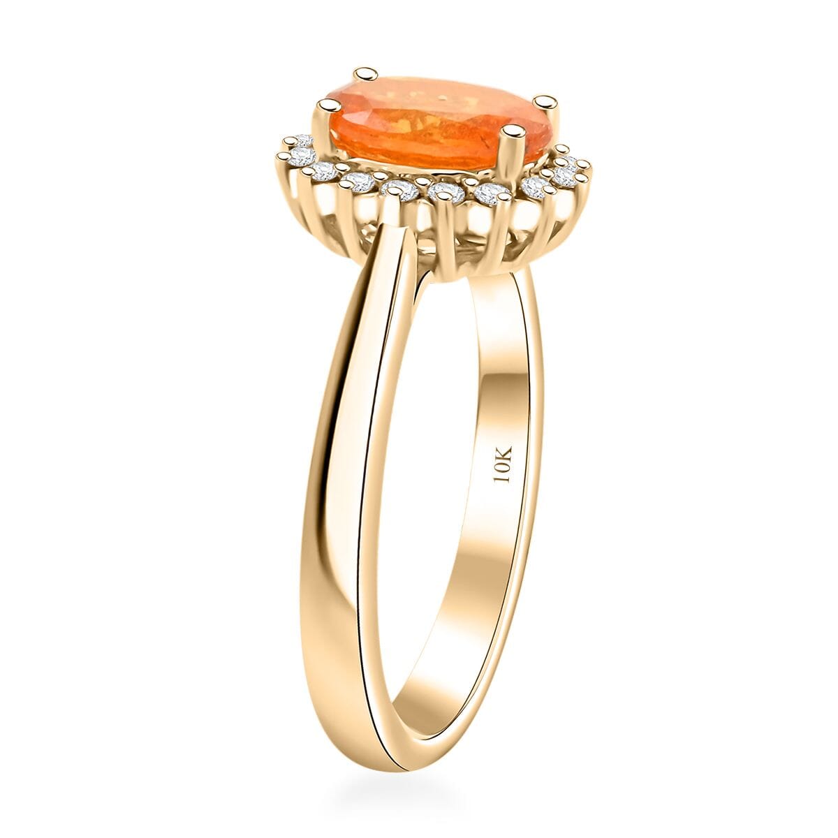 Certified & Appraised Luxoro AAA Fanta Garnet and G-H I2 Diamond 1.70 ctw Ring in 10K Yellow Gold (Size 7.0) image number 3