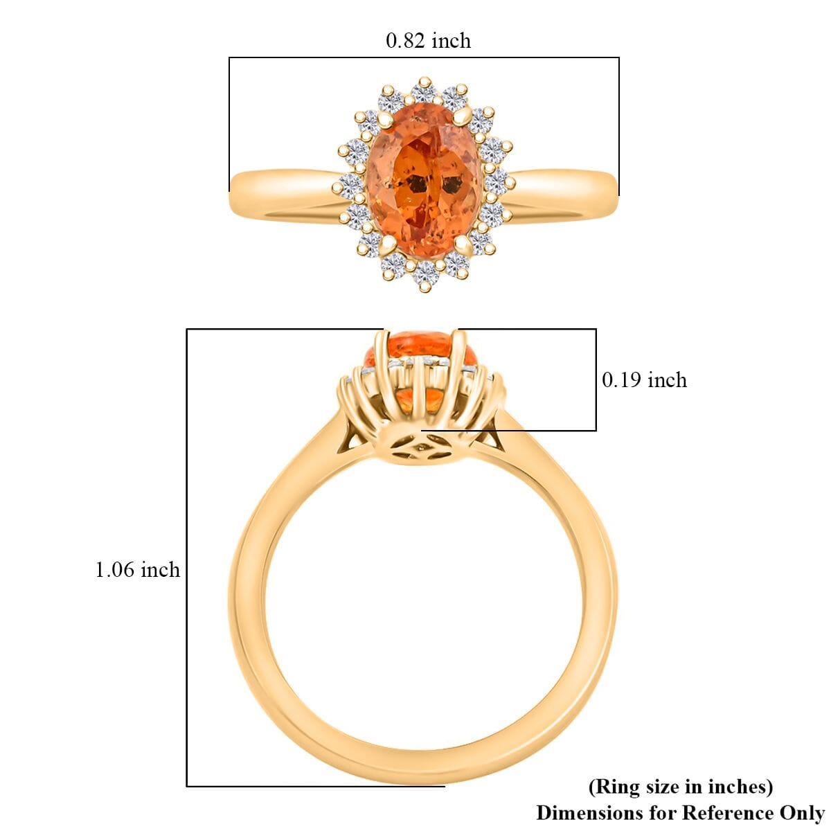 Certified & Appraised Luxoro AAA Fanta Garnet and G-H I2 Diamond 1.70 ctw Ring in 10K Yellow Gold (Size 7.0) image number 5