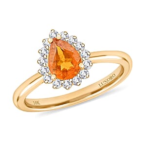 Certified & Appraised Luxoro 10K Yellow Gold AAA Fanta Garnet, Diamond (G-H, I2) (0.33 cts) Ring (Size 5.0) 1.70 ctw