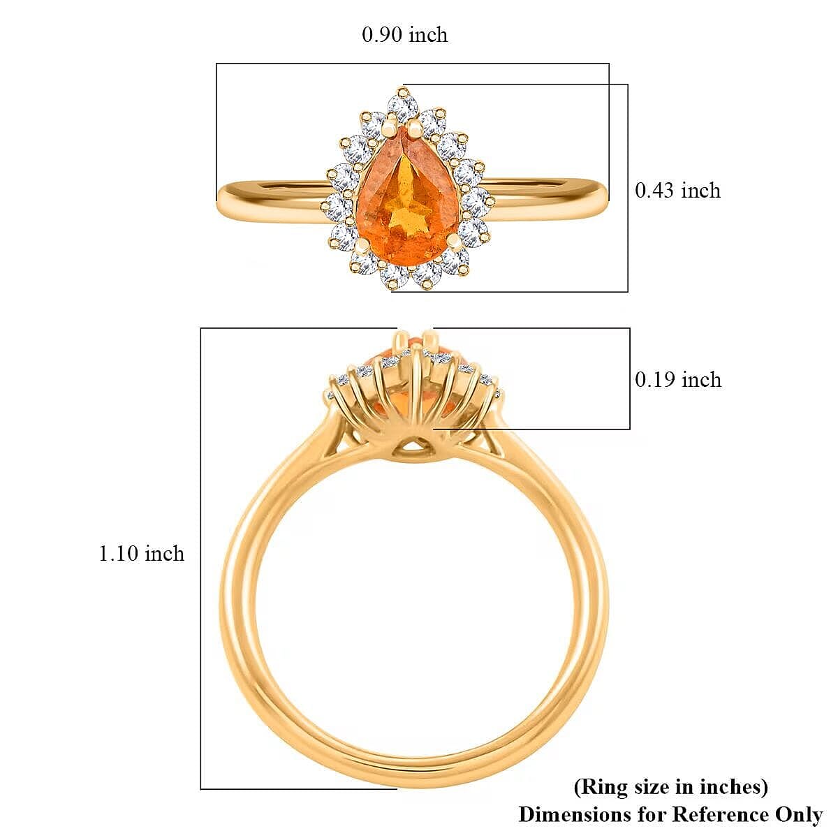 Certified & Appraised Luxoro 10K Yellow Gold AAA Fanta Garnet, Diamond (G-H, I2) (0.33 cts) Ring (Size 6.5) 1.70 ctw image number 5