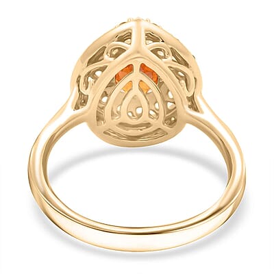 Certified & Appraised Luxoro 10K Yellow Gold AAA Fanta Garnet, Diamond (G-H, I2) (0.24 cts) Ring (Size 12.0) (4.09 g) 1.60 ctw