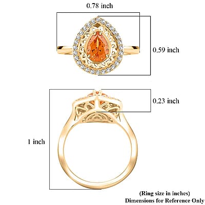 Certified & Appraised Luxoro 10K Yellow Gold AAA Fanta Garnet, Diamond (G-H, I2) (0.24 cts) Ring (Size 12.0) (4.09 g) 1.60 ctw