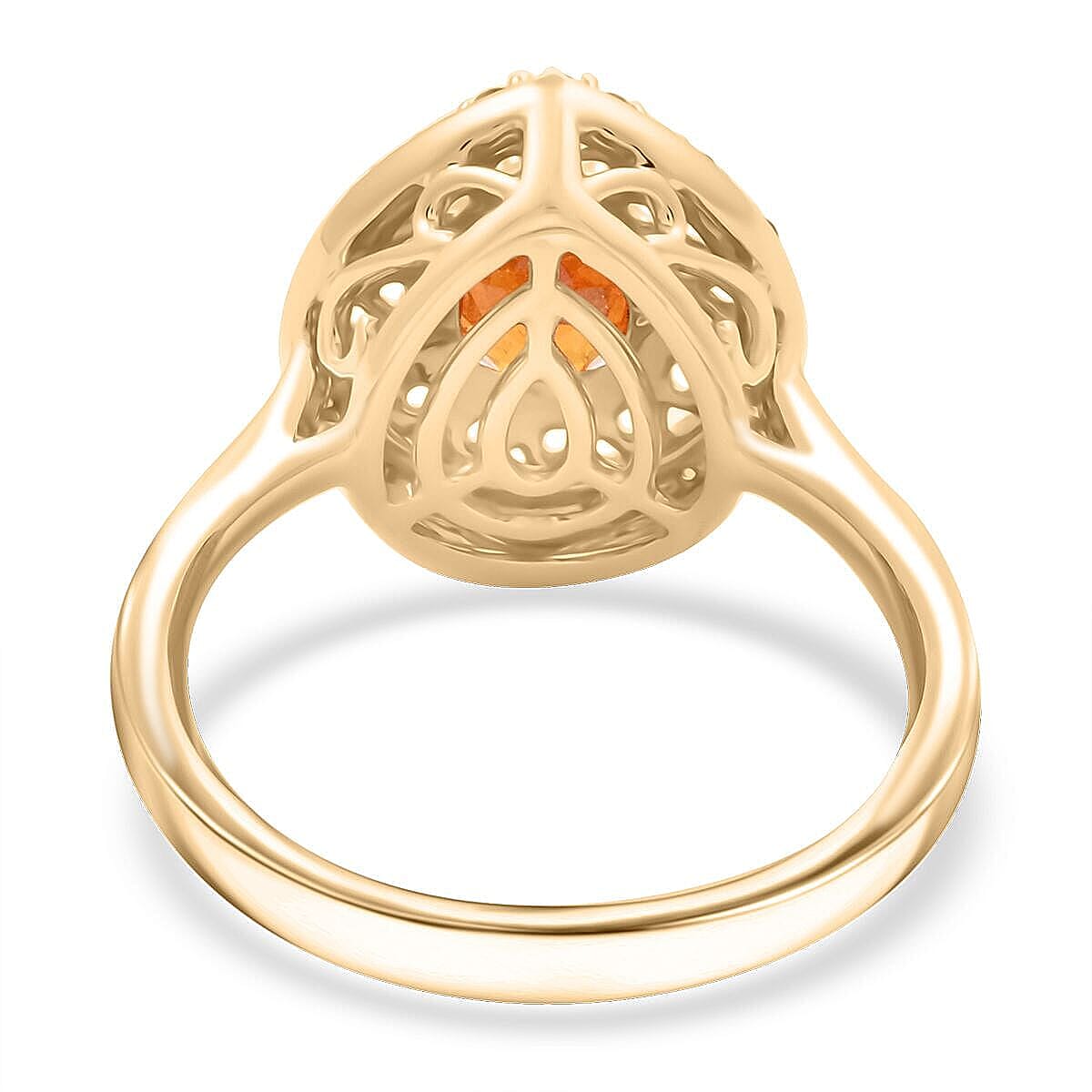 Certified & Appraised Luxoro 10K Yellow Gold AAA Fanta Garnet, Diamond (G-H, I2) (0.24 cts) Ring (Size 5.5) (4.09 g) 1.60 ctw image number 4