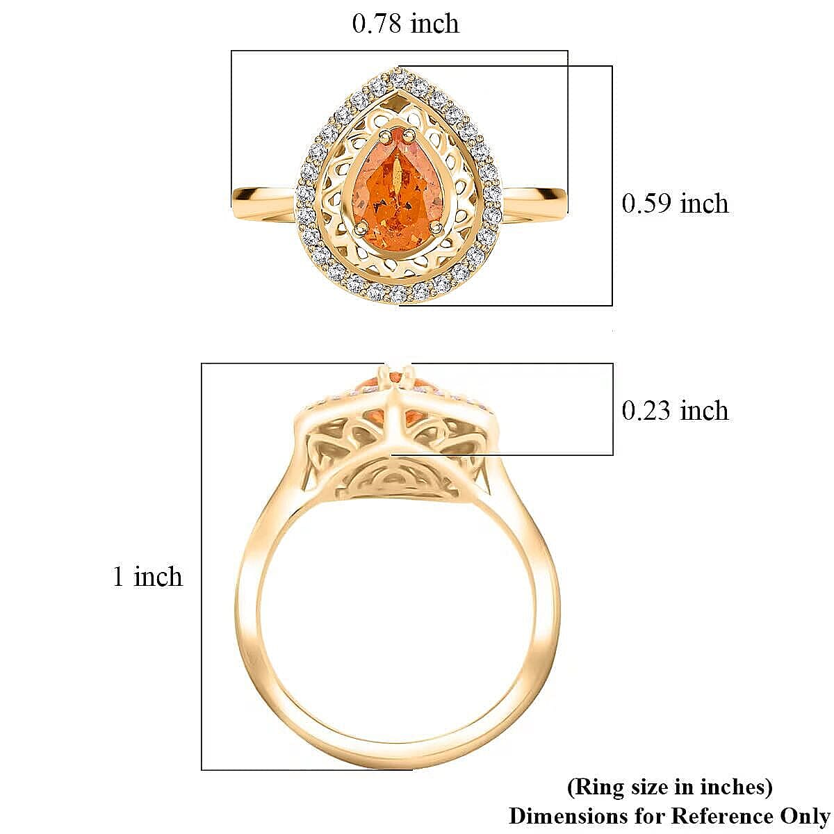 Certified & Appraised Luxoro 10K Yellow Gold AAA Fanta Garnet, Diamond (G-H, I2) (0.24 cts) Ring (Size 5.5) (4.09 g) 1.60 ctw image number 5