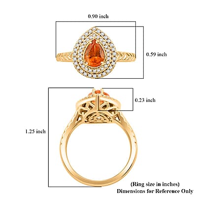 Certified & Appraised Luxoro 10K Yellow Gold AAA Fanta Garnet, Diamond (G-H, I2) (0.33 cts) Ring (Size 11.0) 1.70 ctw