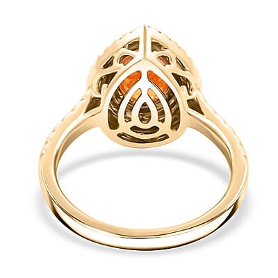 Certified & Appraised Luxoro 10K Yellow Gold AAA Fanta Garnet, Diamond (G-H, I2) (0.33 cts) Ring (Size 12.0) 1.70 ctw