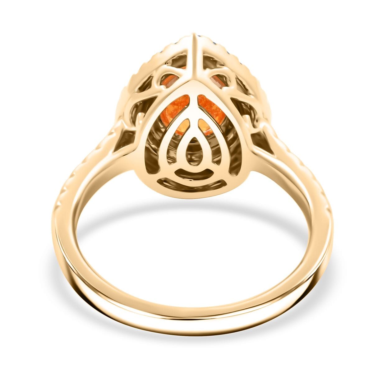 Certified & Appraised Luxoro AAA Fanta Garnet and G-H I2 Diamond 1.70 ctw Ring in 10K Yellow Gold (Size 7.0) image number 4
