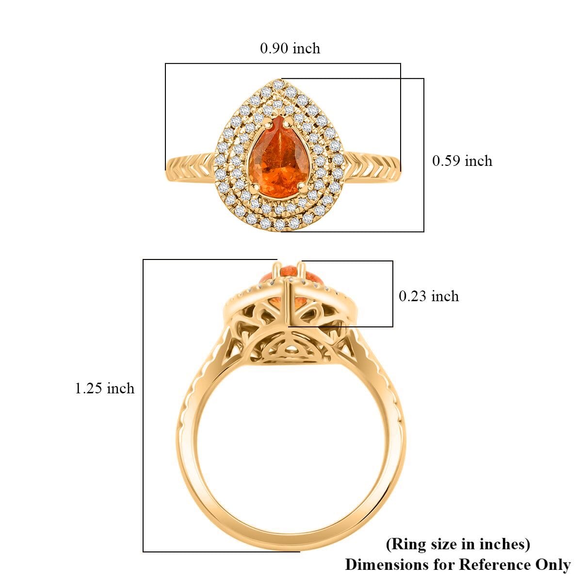 Certified & Appraised Luxoro AAA Fanta Garnet and G-H I2 Diamond 1.70 ctw Ring in 10K Yellow Gold (Size 7.0) image number 5