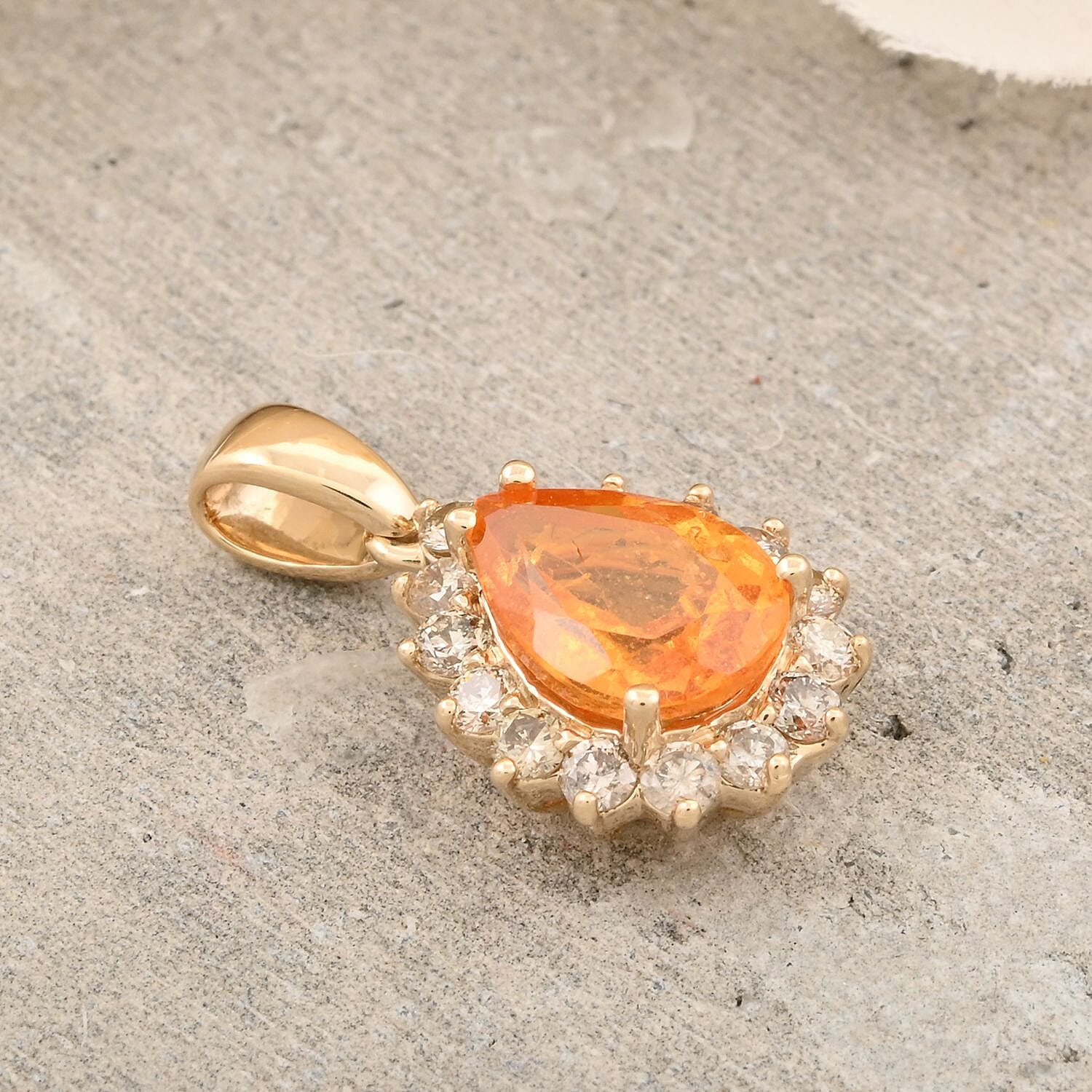 Certified & Appraised Luxoro AAAA Outomongu Spessartite and G-H I2 Diamond 1.71 ctw Pendant without Chain in 10K Yellow Gold