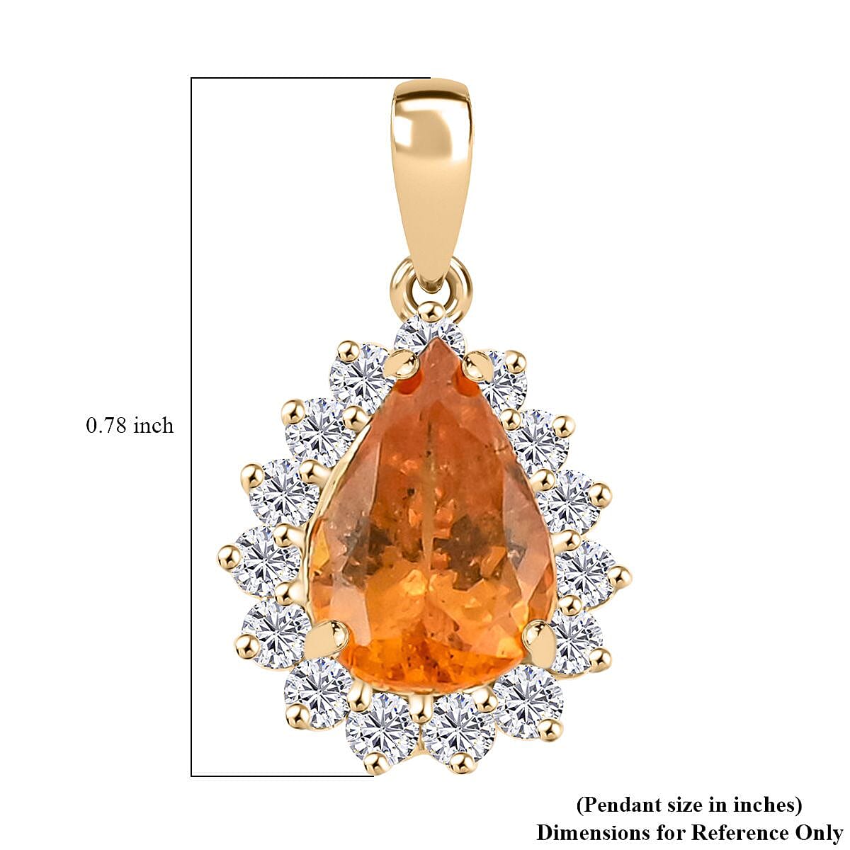 Certified & Appraised Luxoro AAAA Outomongu Spessartite and G-H I2 Diamond 1.71 ctw Pendant without Chain in 10K Yellow Gold