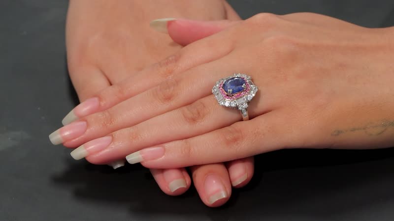 Kashmir Kyanite and Multi Gemstone 5.90 ctw Royal Elegance Ring in Rhodium Over Sterling Silver