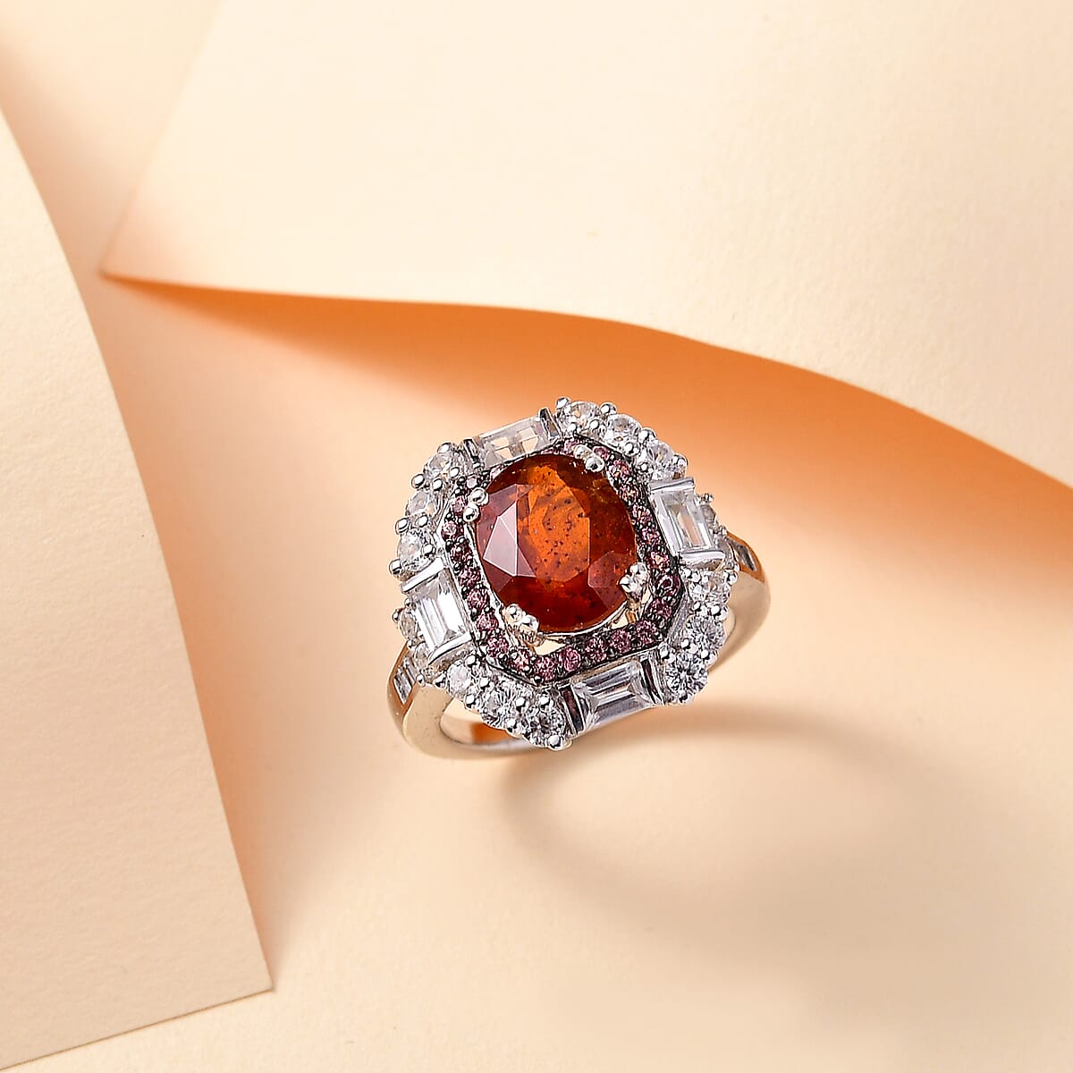 Orange Kyanite and Multi Gemstone 6.00 ctw Royal Elegance Ring in Rhodium Over Sterling Silver (Size 10.0) image number 1