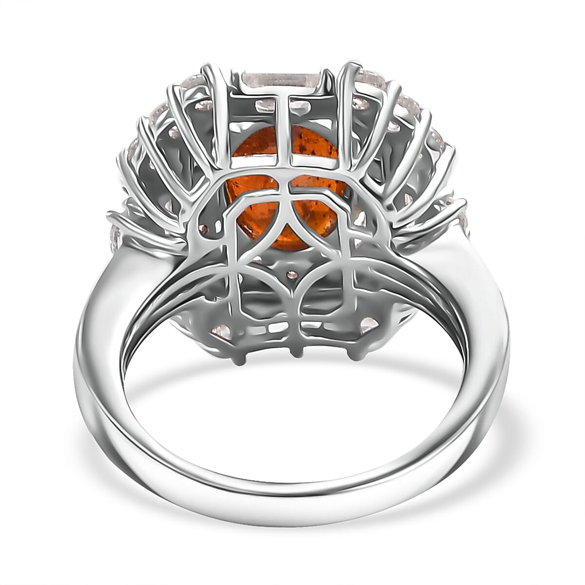 Orange Kyanite and Multi Gemstone 6.00 ctw Royal Elegance Ring in Rhodium Over Sterling Silver (Size 10.0) image number 4