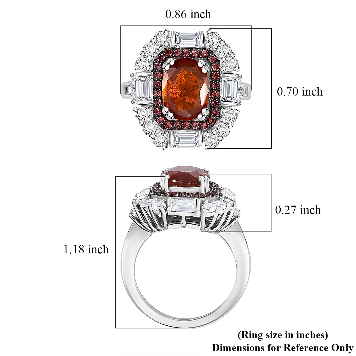 Orange Kyanite and Multi Gemstone 6.00 ctw Royal Elegance Ring in Rhodium Over Sterling Silver (Size 10.0) image number 5