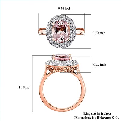 Certified & Appraised Luxoro AAA Pink Morganite and G-H I2 Diamond 4.13 ctw Double Halo Ring in 14K Rose Gold (Size 11.0) 4.85 Grams