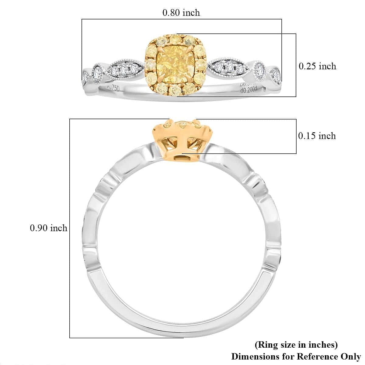 Modani Natural Yellow and White Diamond 0.50 ctw Ring in 18K White and Yellow Gold (Size 5.5) (Del. in 10-15 Days) image number 4
