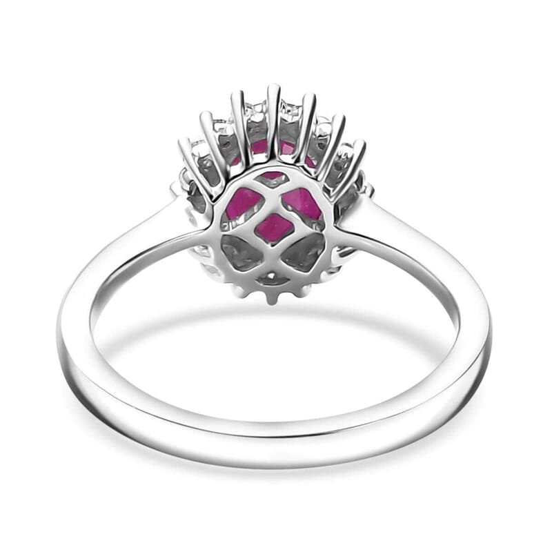 AAA Royal Ruby and G-H I2 Diamond 1.75 ctw Ring in 10K White Gold (Size 11.5)