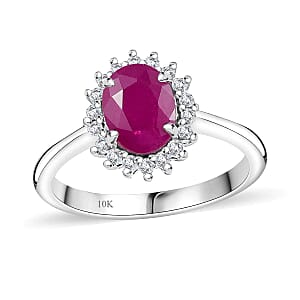AAA Royal Ruby and G-H I2 Diamond 1.75 ctw Ring in 10K White Gold (Size 12.0)