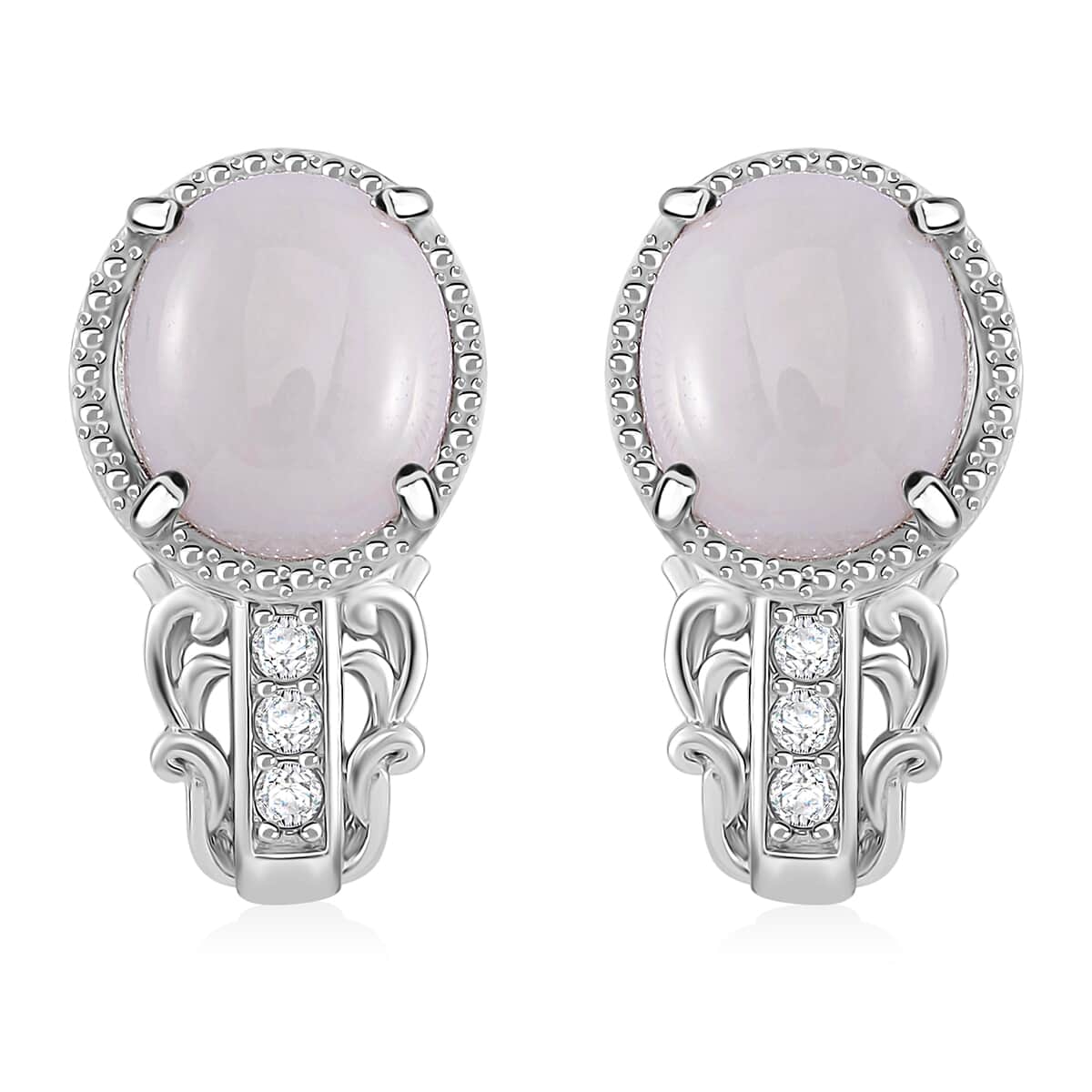 Natural Jade, Moissanite Earrings in Rhodium Over Sterling Silver 12.20 ctw image number 0