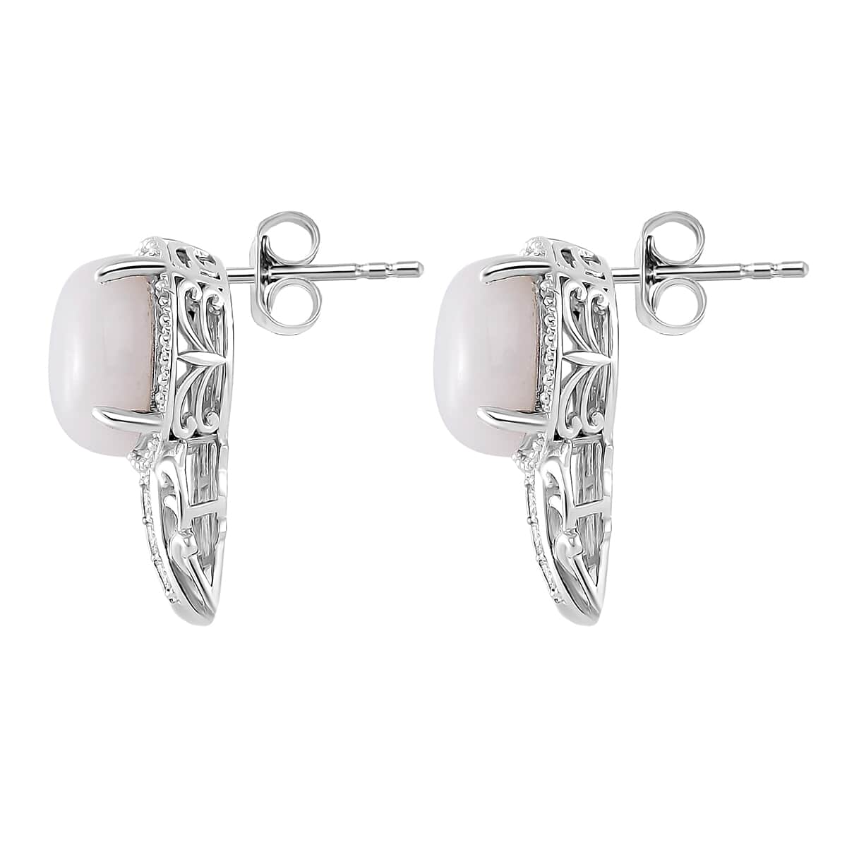 Natural Jade, Moissanite Earrings in Rhodium Over Sterling Silver 12.20 ctw image number 3