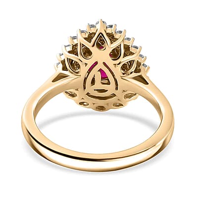 Certified & Appraised Luxoro AAA Royal Ruby, I2 Yellow and White Diamond 1.93 ctw Ring in 10K Yellow Gold (Size 12.0) 4 Grams
