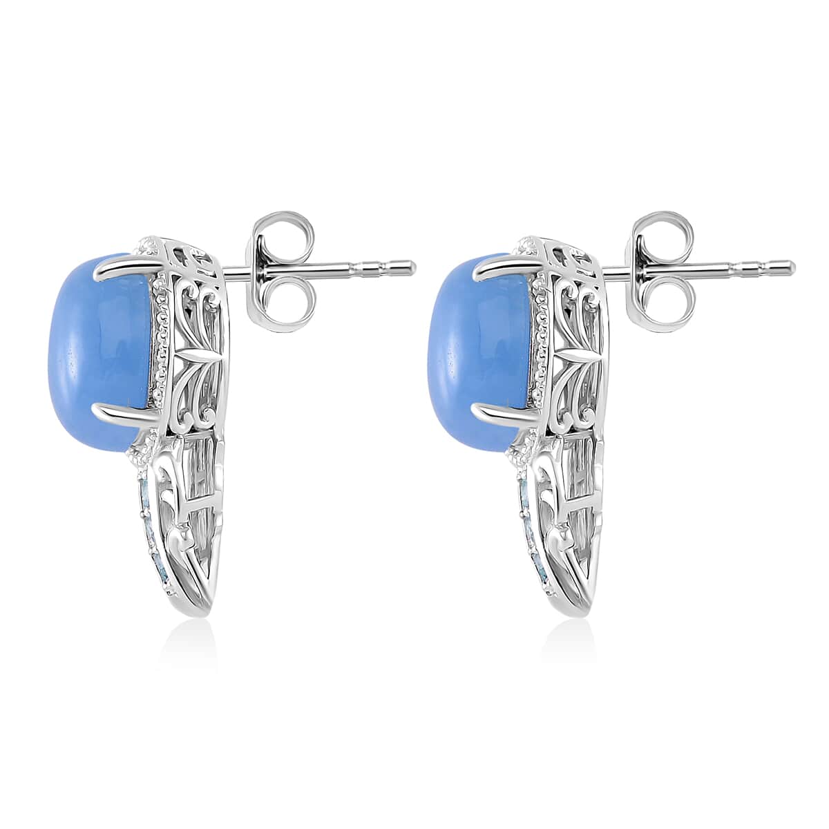 Blue Jade (D) and Apatite 12.70 ctw Earrings in Rhodium Over Sterling Silver image number 3