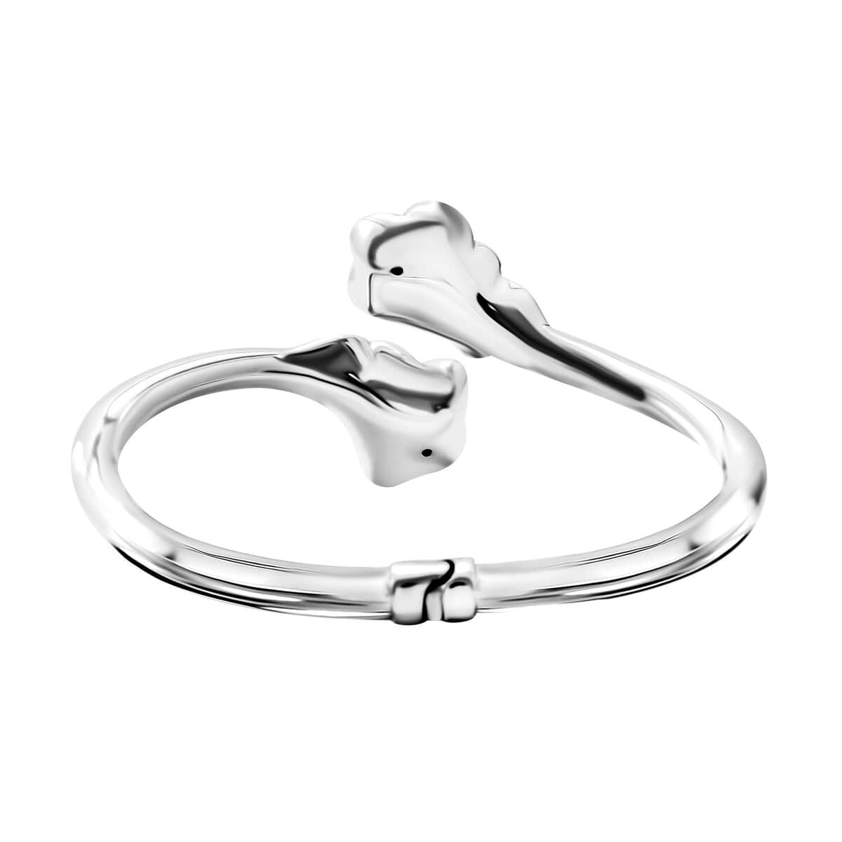 Openable Floral Carved Bangle Bracelet in Sterling Silver (7.25 In) 13 Grams image number 4