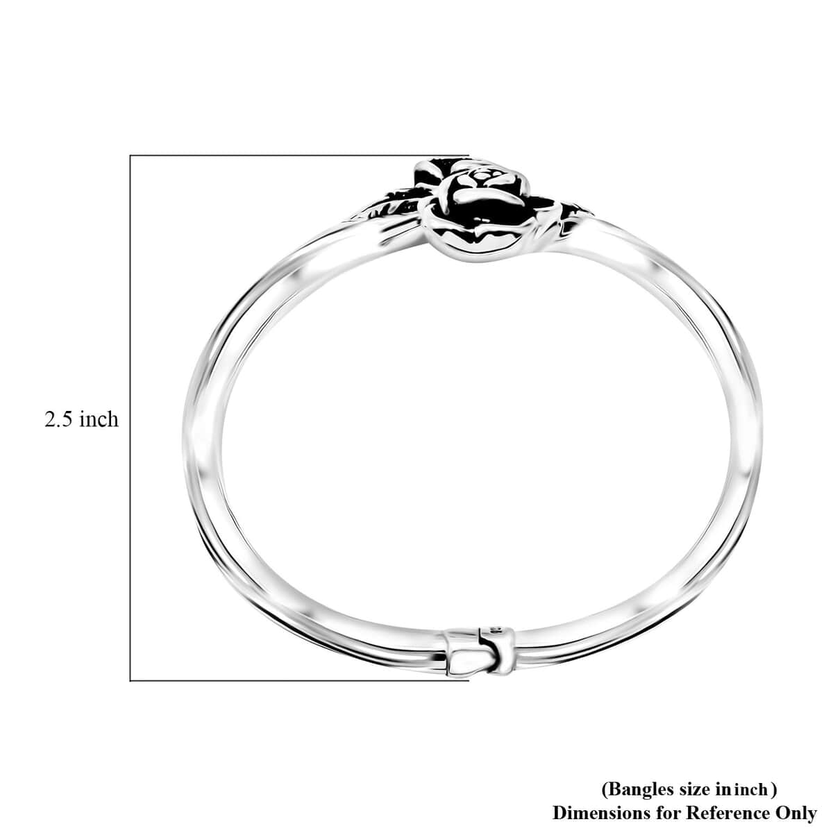 Openable Floral Carved Bangle Bracelet in Sterling Silver (7.25 In) 13 Grams image number 5