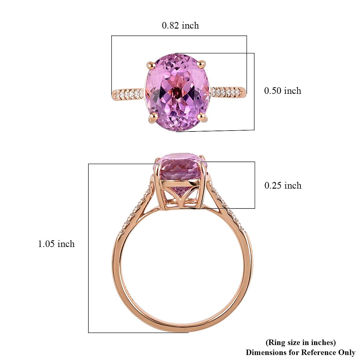 Iliana AAA Martha Rocha Kunzite and G-H SI Diamond 5.25 ctw Ring in 18K Rose Gold (Size 5.0) 3 Grams