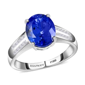 Certified & Appraised Rhapsody AAAA Tanzanite and E-F VS Diamond 4.20 ctw Ring in 950 Platinum (Size 7.5) 7.65 Grams