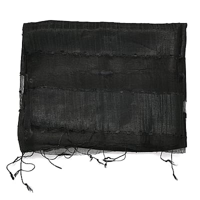 Closeout Black Silk and Modal Blend Natural Floating Stripe Scarf